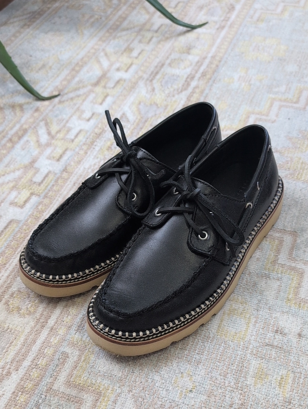 Freda Salvador Collins Lug Loafers in Black Calf